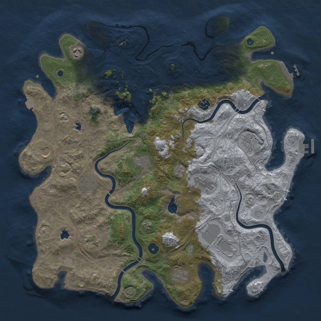 Rust Map: Procedural Map, Size: 4500, Seed: 975403433, 17 Monuments