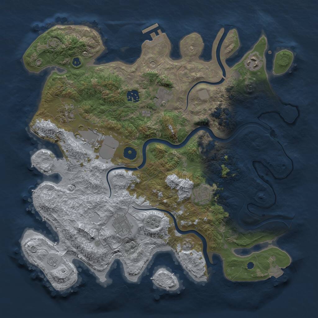 Rust Map: Procedural Map, Size: 3700, Seed: 1971875331, 13 Monuments