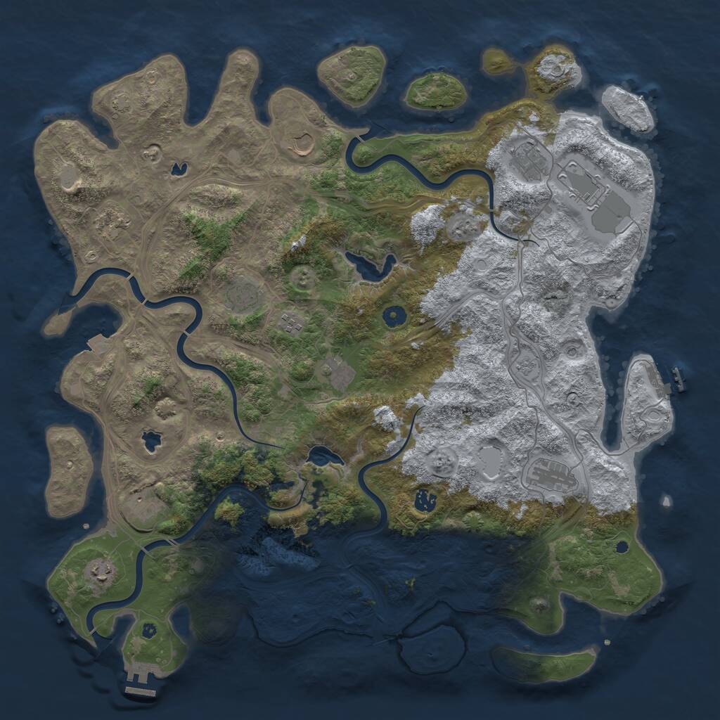 Rust Map: Procedural Map, Size: 4800, Seed: 744230427, 17 Monuments