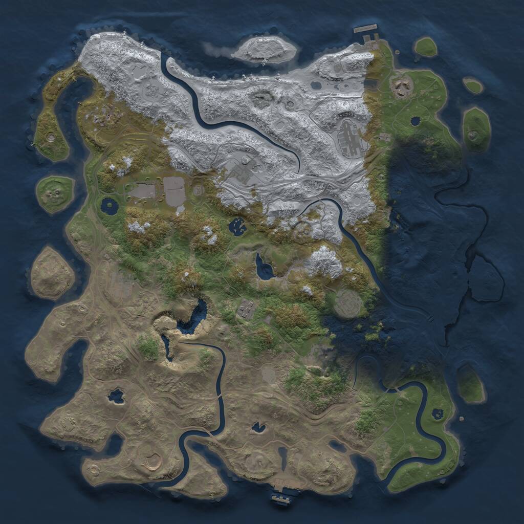 Rust Map: Procedural Map, Size: 4500, Seed: 685893127, 17 Monuments