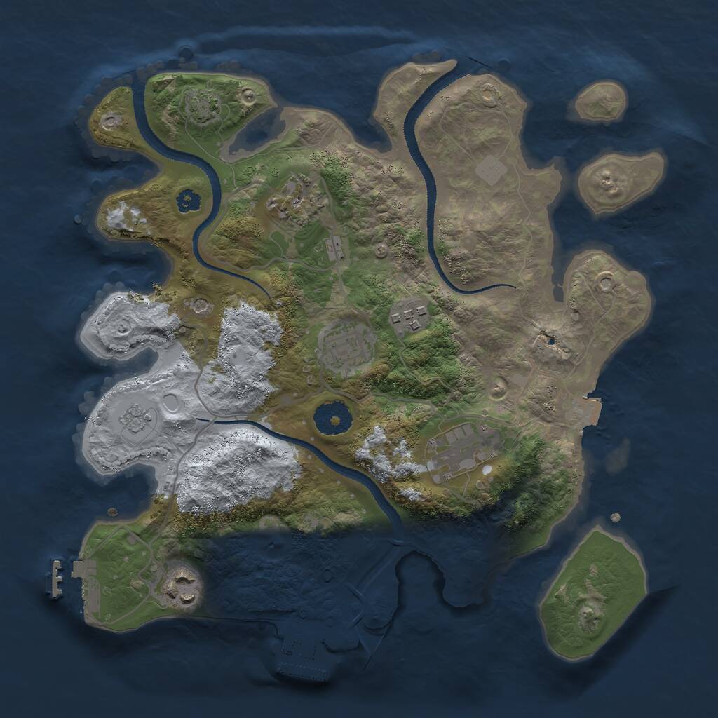 Rust Map: Procedural Map, Size: 3000, Seed: 427403242, 11 Monuments