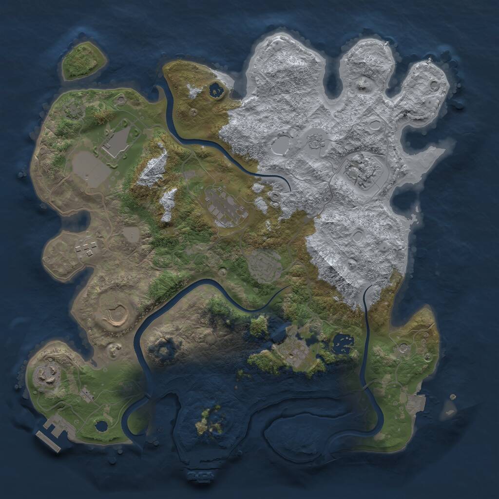 Rust Map: Procedural Map, Size: 3500, Seed: 31313, 15 Monuments