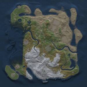 Thumbnail Rust Map: Procedural Map, Size: 3800, Seed: 1369194454, 16 Monuments