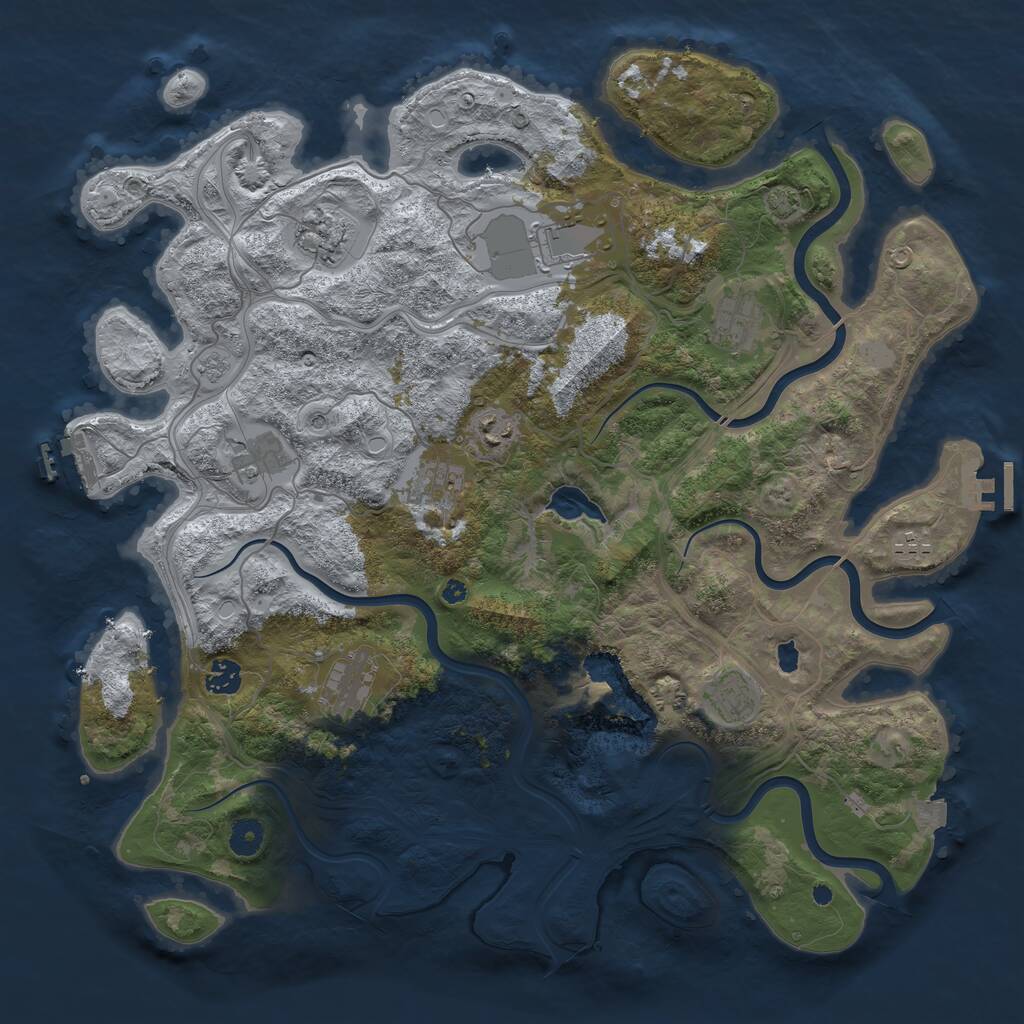 Rust Map: Procedural Map, Size: 4250, Seed: 2086811329, 16 Monuments