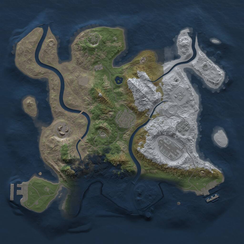 Rust Map: Procedural Map, Size: 3000, Seed: 22408, 10 Monuments