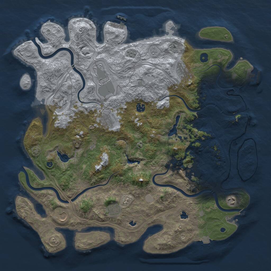 Rust Map: Procedural Map, Size: 4500, Seed: 1128082313, 16 Monuments