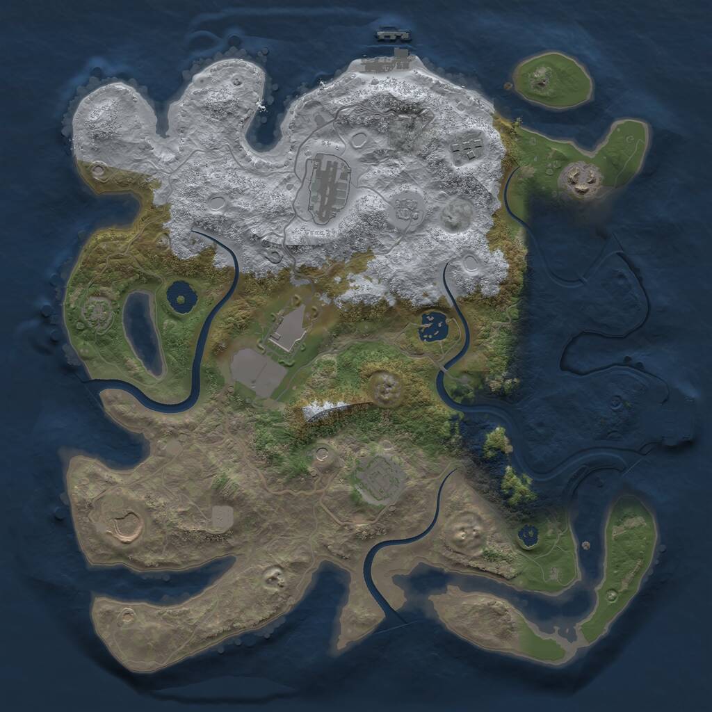 Rust Map: Procedural Map, Size: 3500, Seed: 615175, 13 Monuments