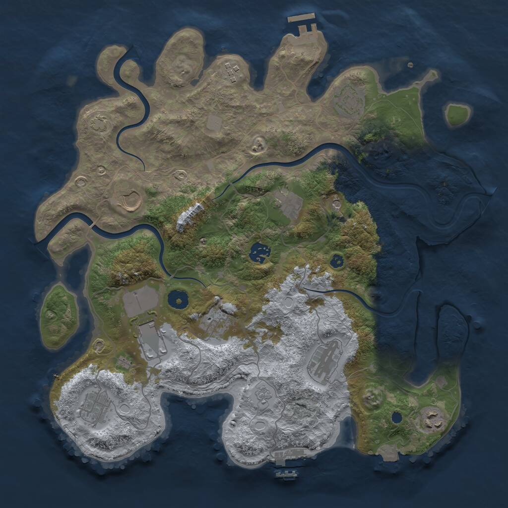 Rust Map: Procedural Map, Size: 3750, Seed: 2024661118, 16 Monuments