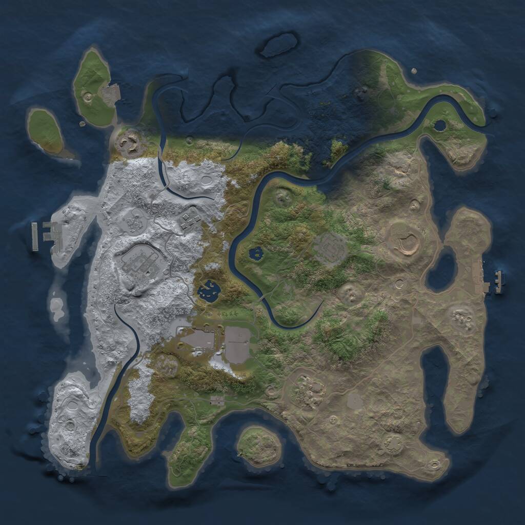 Rust Map: Procedural Map, Size: 3700, Seed: 1055457794, 14 Monuments