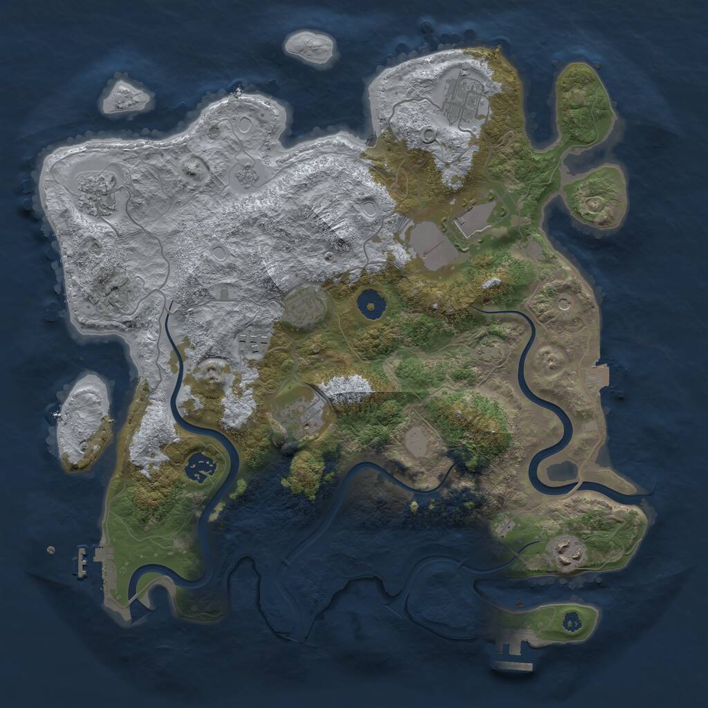 Rust Map: Procedural Map, Size: 3700, Seed: 665745302, 14 Monuments