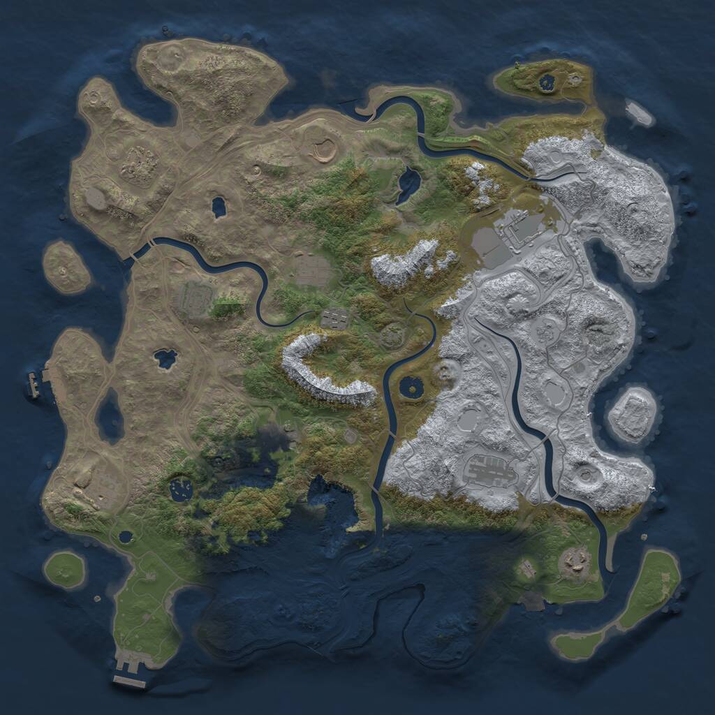 Rust Map: Procedural Map, Size: 4500, Seed: 1975494723, 17 Monuments