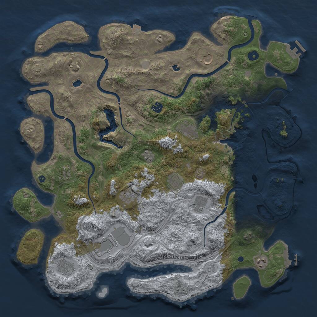 Rust Map: Procedural Map, Size: 4500, Seed: 849035159, 17 Monuments