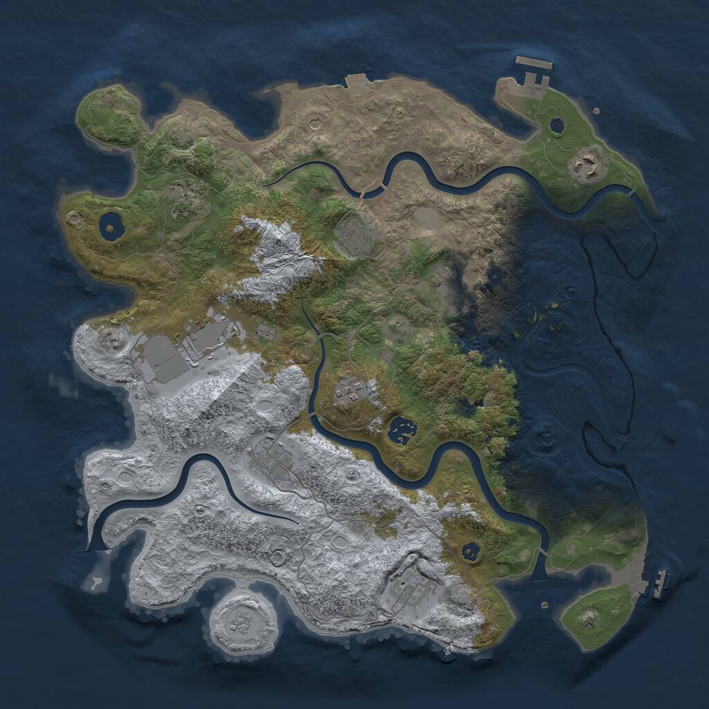 Rust Map: Procedural Map, Size: 3900, Seed: 981195616, 15 Monuments