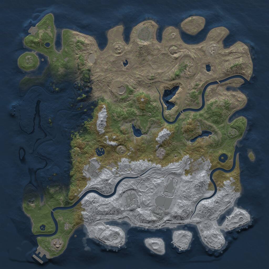 Rust Map: Procedural Map, Size: 4500, Seed: 352873880, 16 Monuments