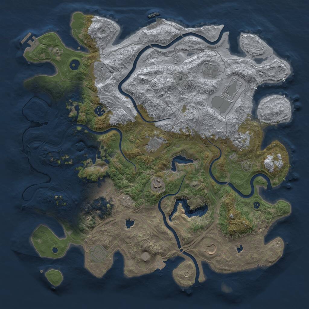 Rust Map: Procedural Map, Size: 4500, Seed: 72594107, 17 Monuments