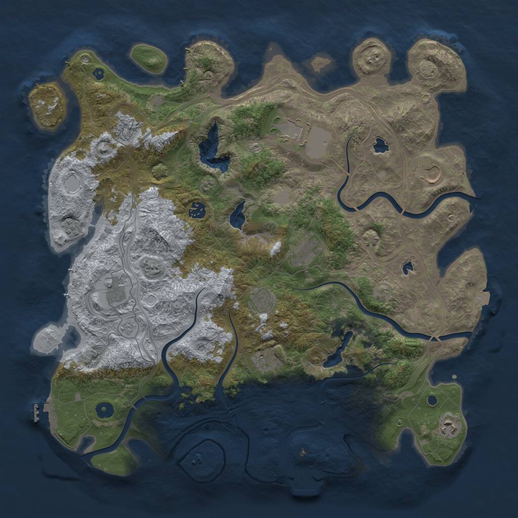 Rust Map: Procedural Map, Size: 4500, Seed: 1723275531, 16 Monuments