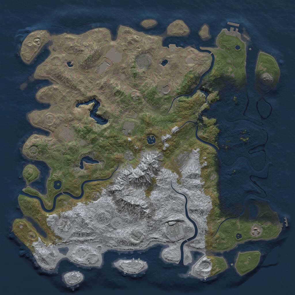 Rust Map: Procedural Map, Size: 5000, Seed: 1830629261, 17 Monuments