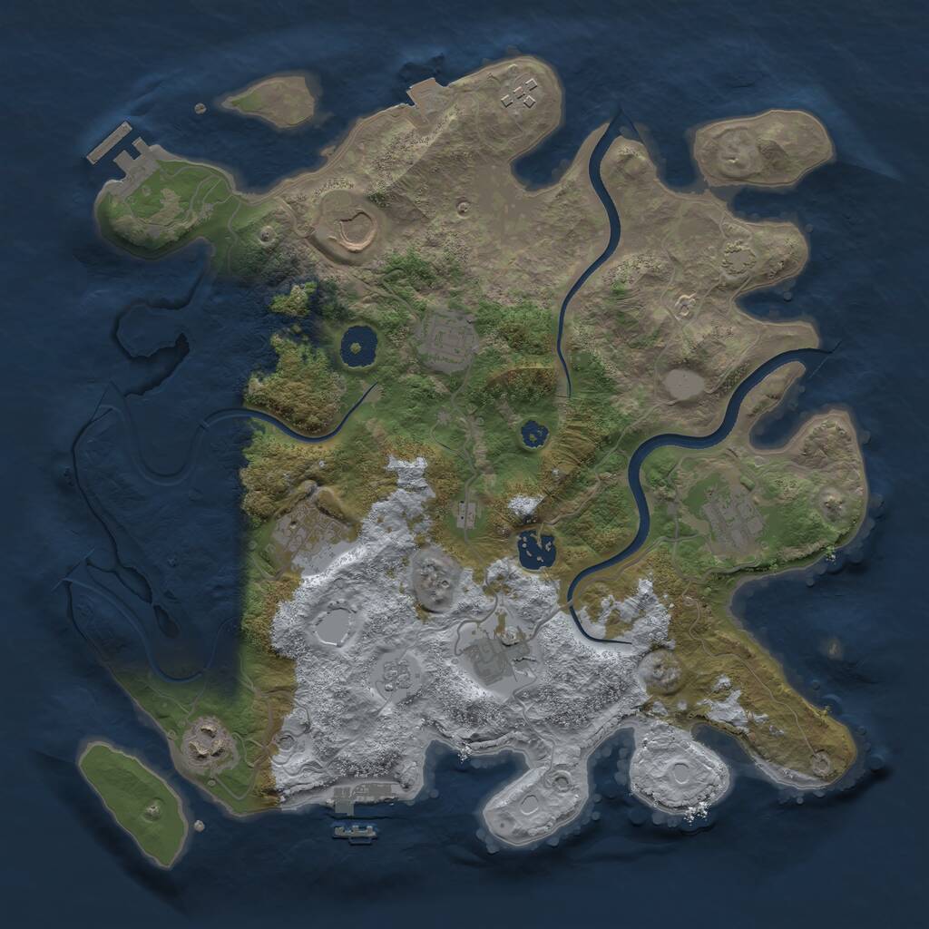 Rust Map: Procedural Map, Size: 3500, Seed: 19031974, 14 Monuments