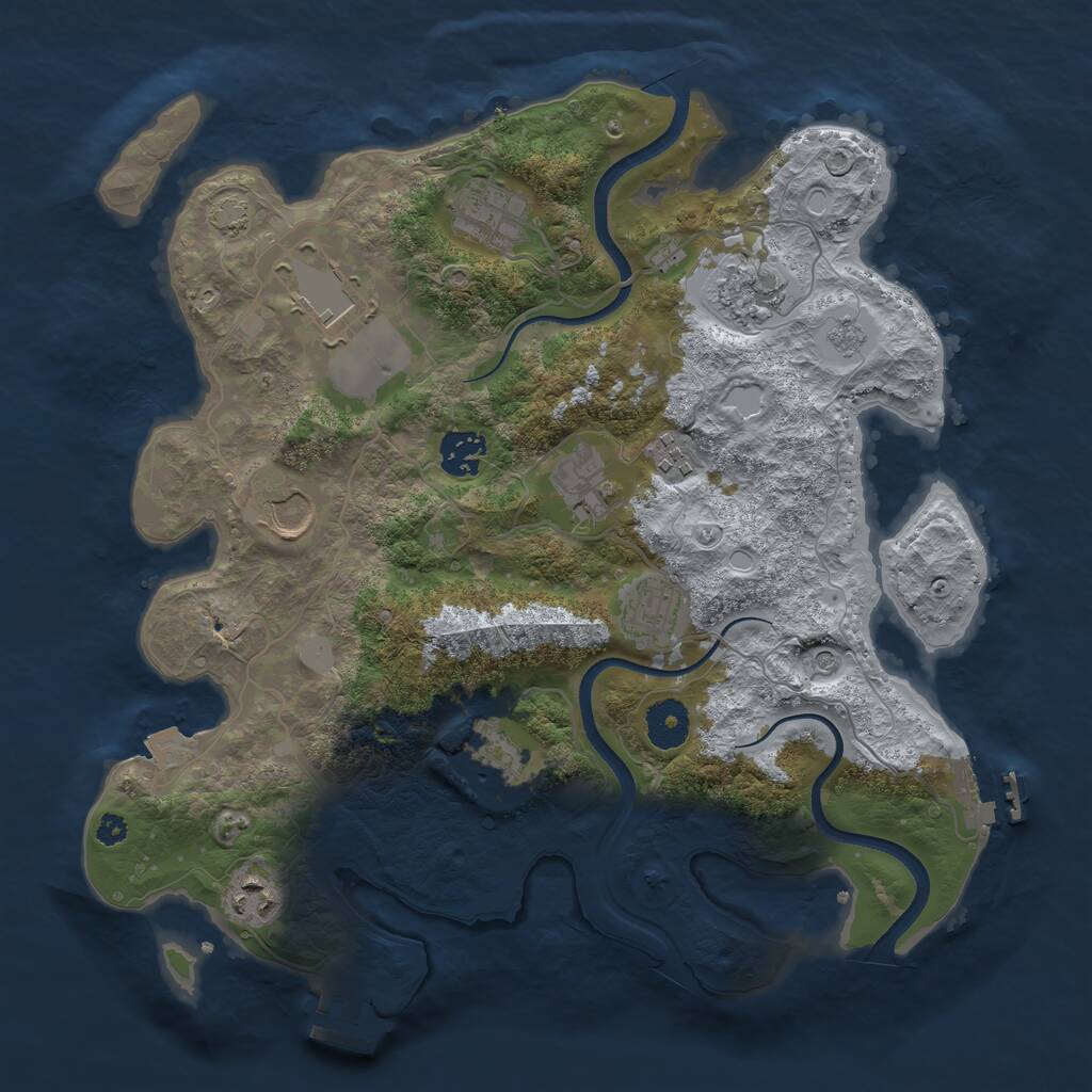 Rust Map: Procedural Map, Size: 3500, Seed: 530257462, 16 Monuments