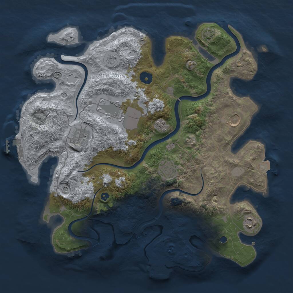 Rust Map: Procedural Map, Size: 3500, Seed: 55816687, 12 Monuments