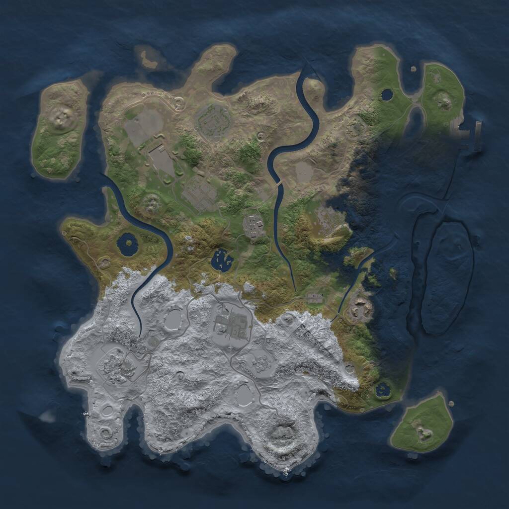 Rust Map: Procedural Map, Size: 3500, Seed: 1944827807, 14 Monuments