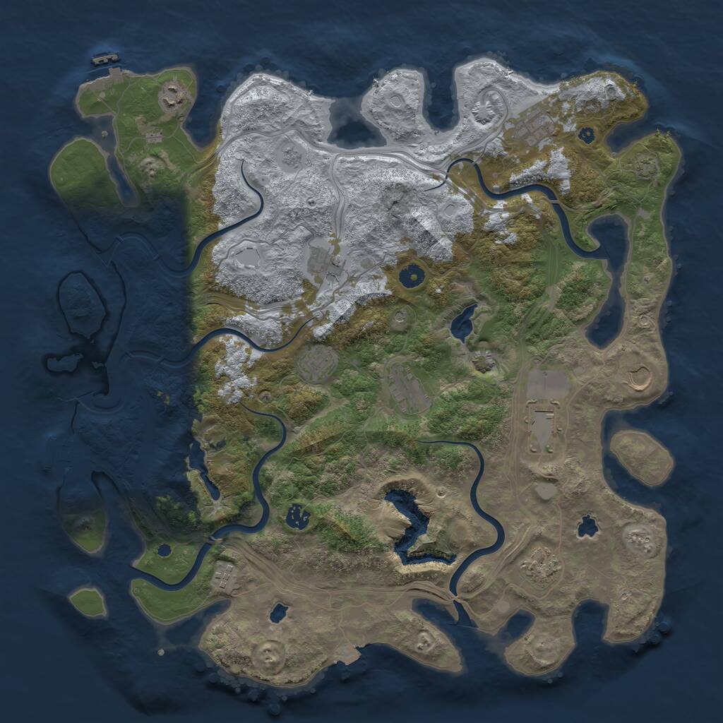 Rust Map: Procedural Map, Size: 4500, Seed: 312273129, 16 Monuments