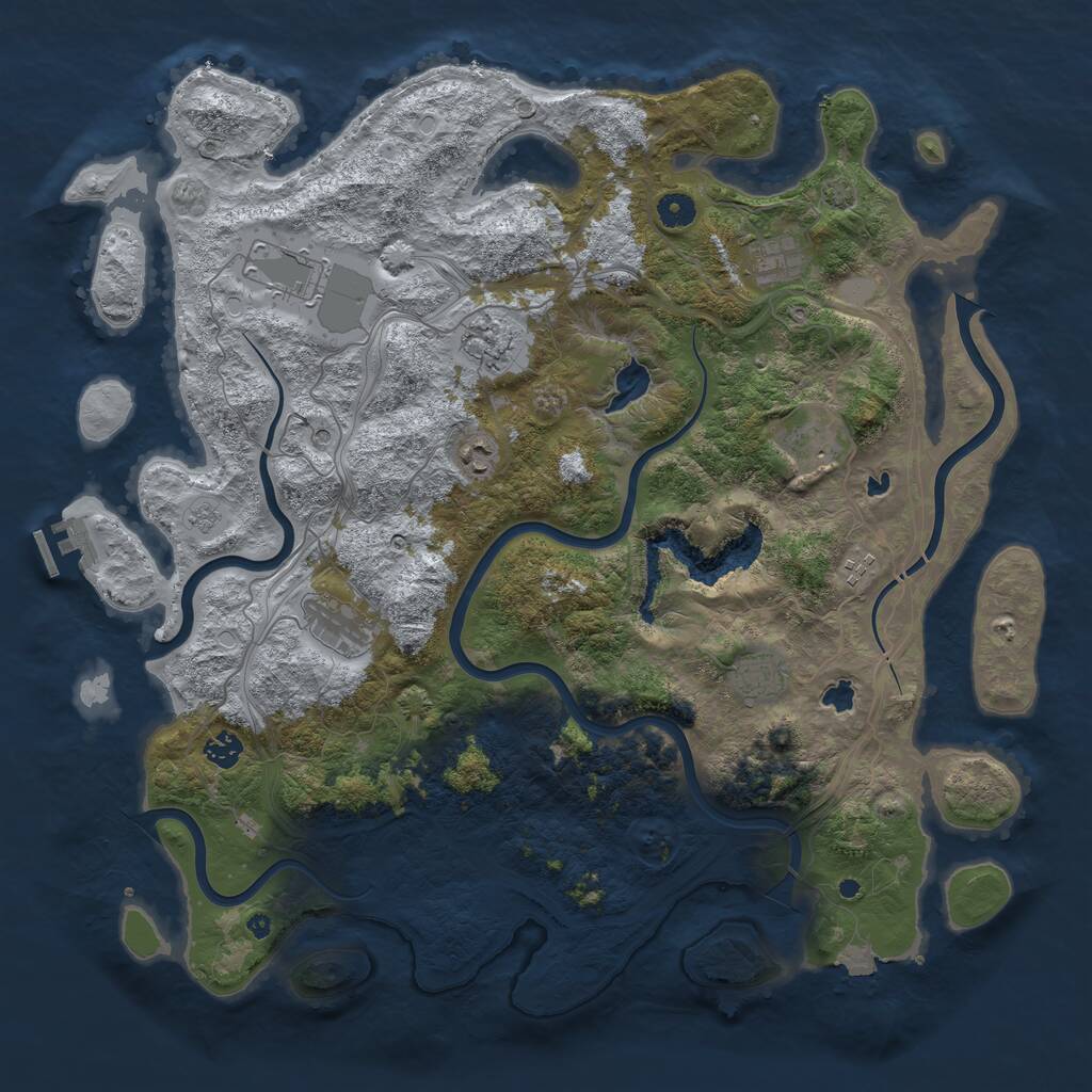 Rust Map: Procedural Map, Size: 4500, Seed: 383051808, 14 Monuments