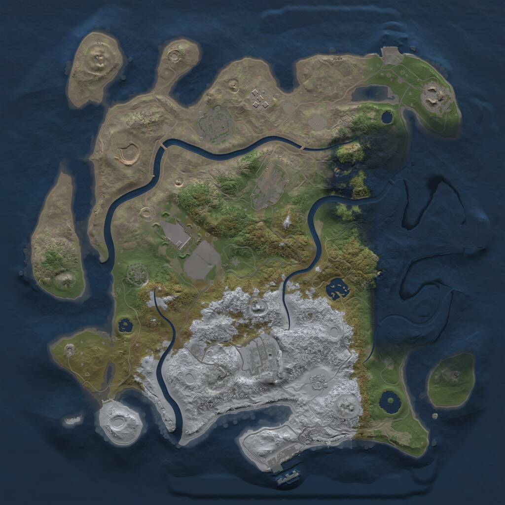 Rust Map: Procedural Map, Size: 3500, Seed: 707965787, 14 Monuments