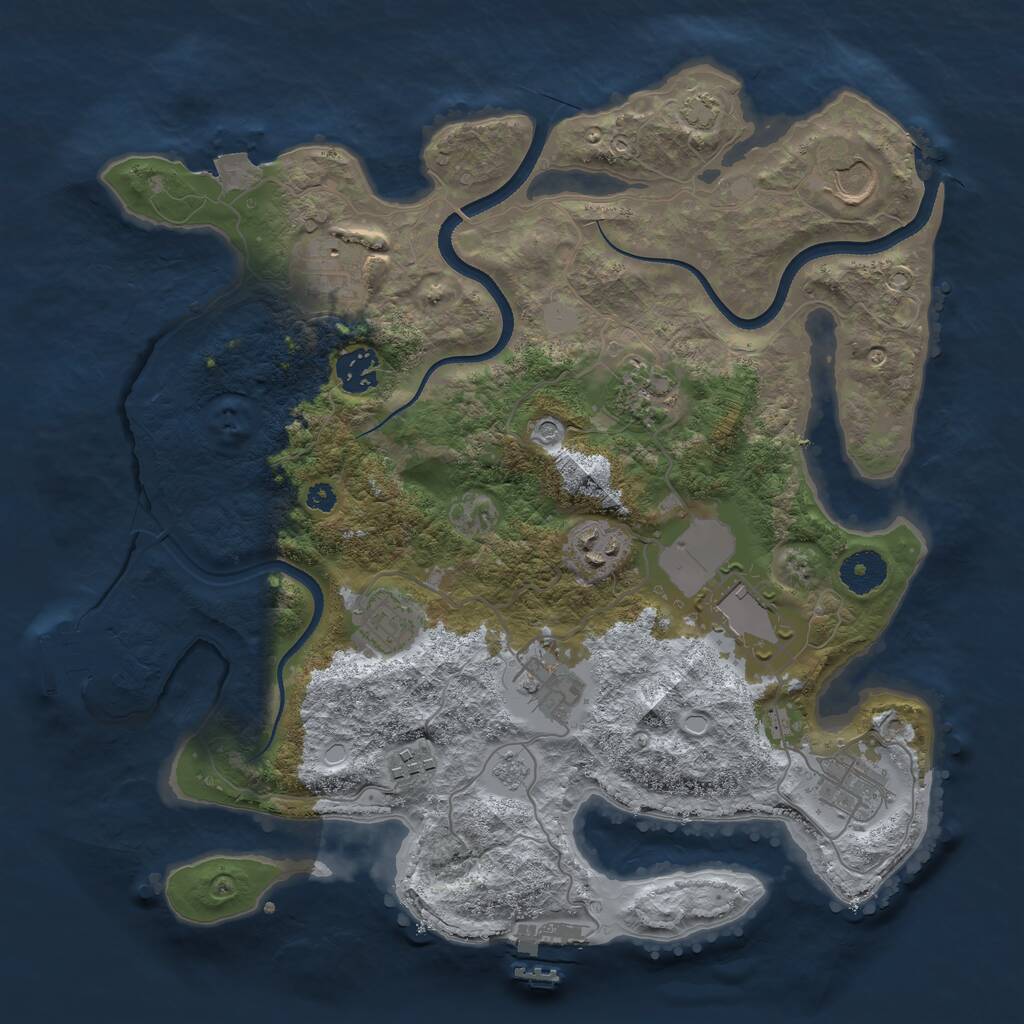 Rust Map: Procedural Map, Size: 3500, Seed: 56214895, 16 Monuments
