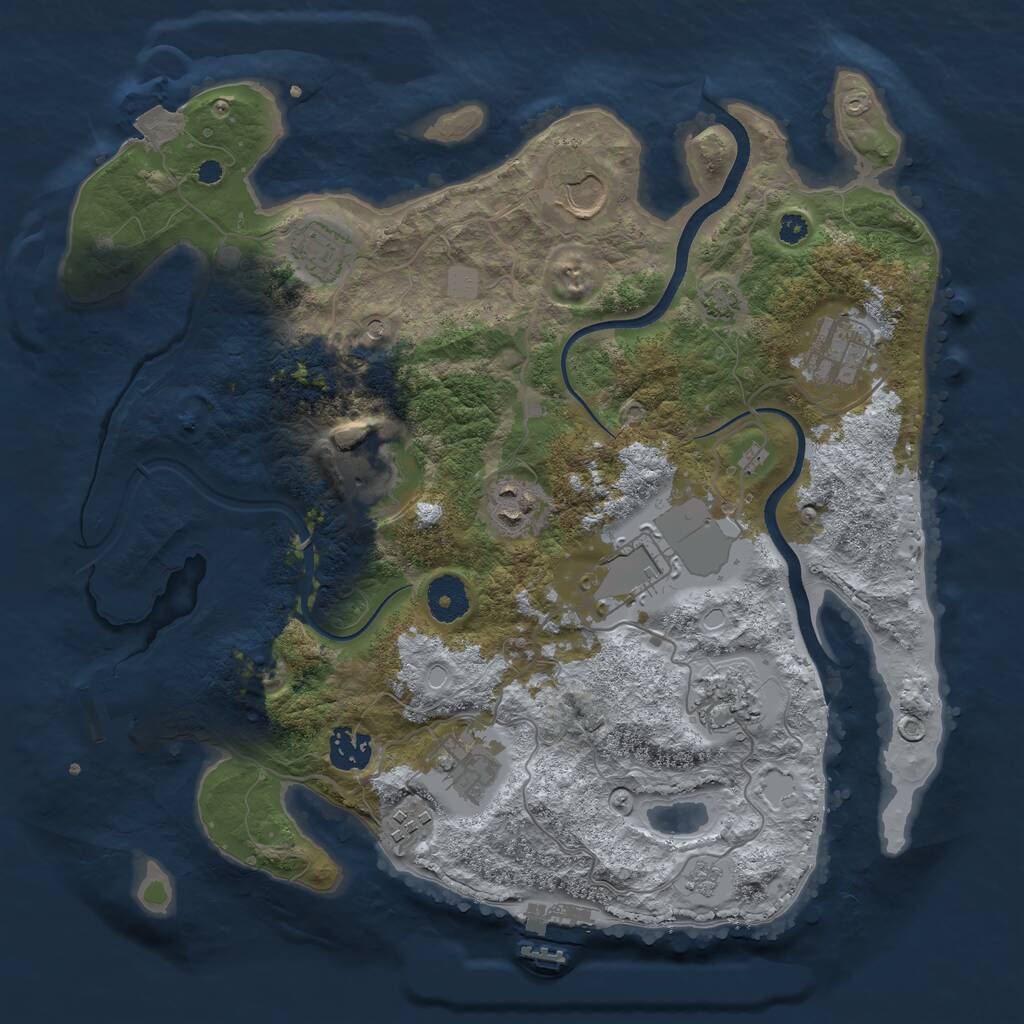 Rust Map: Procedural Map, Size: 3500, Seed: 1270745934, 16 Monuments