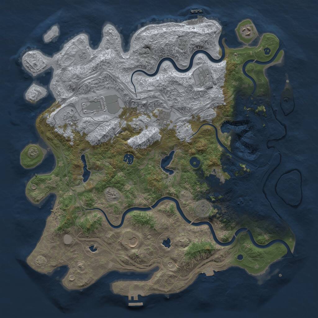 Rust Map: Procedural Map, Size: 4500, Seed: 439424971, 16 Monuments