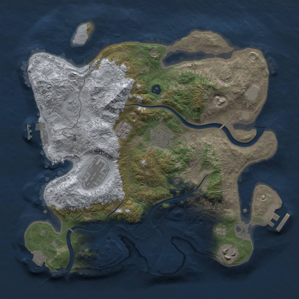 Rust Map: Procedural Map, Size: 3000, Seed: 30816105, 10 Monuments