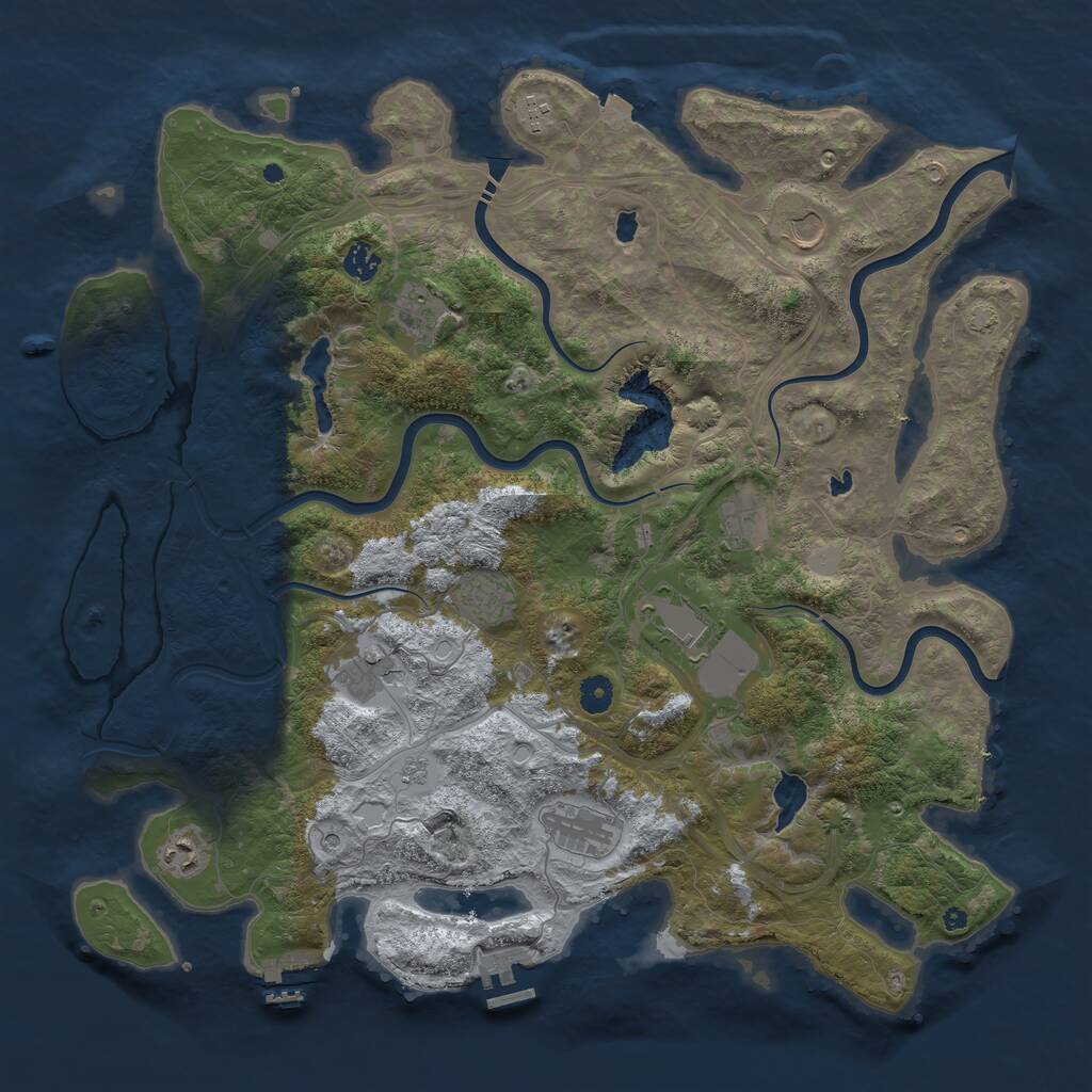 Rust Map: Procedural Map, Size: 4500, Seed: 1221271867, 16 Monuments