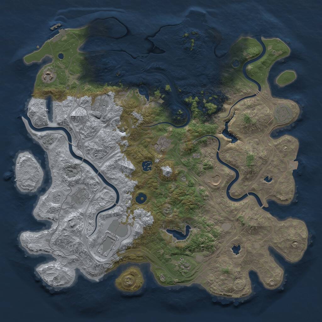Rust Map: Procedural Map, Size: 4500, Seed: 621147246, 16 Monuments