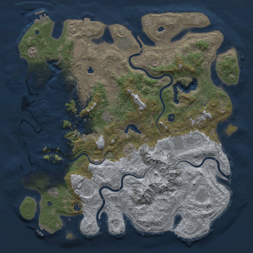 Rust Map: Procedural Map, Size: 5000, Seed: 578234, 17 Monuments