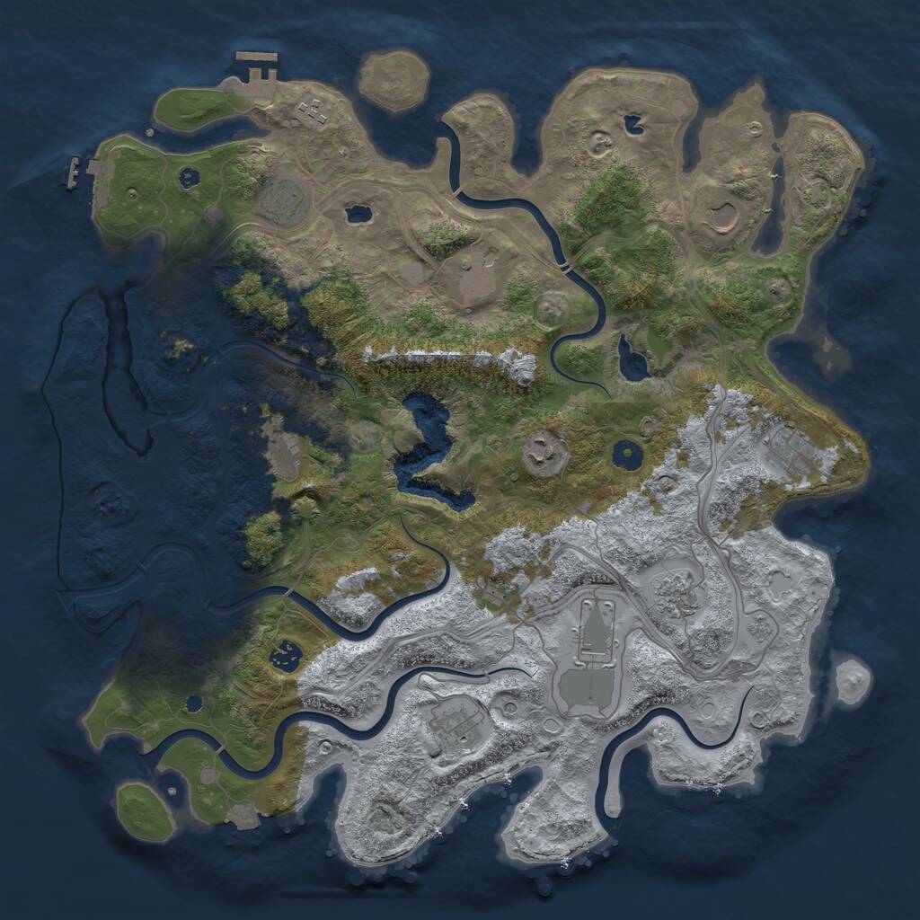 Rust Map: Procedural Map, Size: 4500, Seed: 1374534366, 17 Monuments