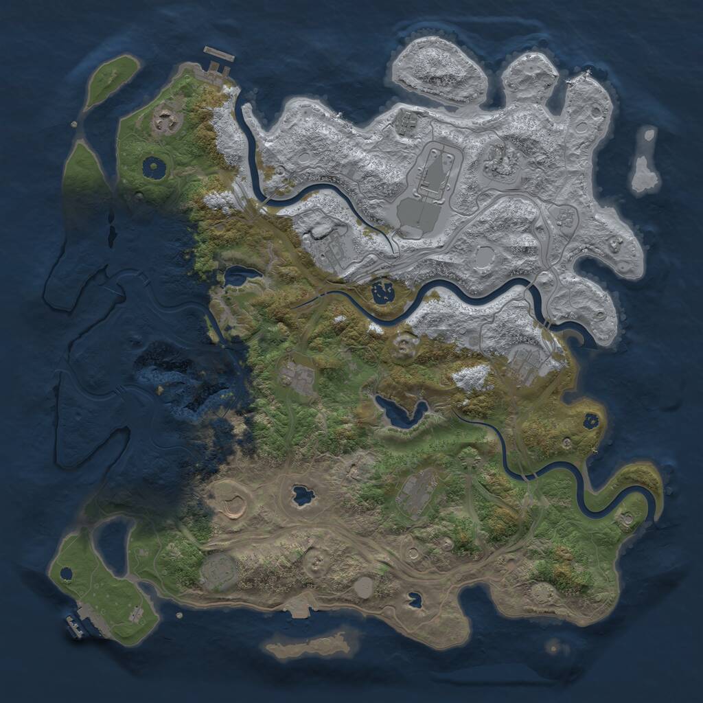 Rust Map: Procedural Map, Size: 4500, Seed: 703287662, 17 Monuments
