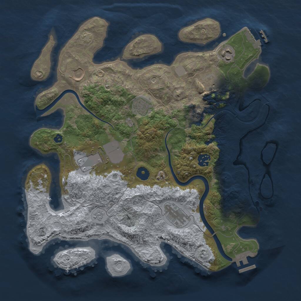 Rust Map: Procedural Map, Size: 3500, Seed: 715896548, 14 Monuments