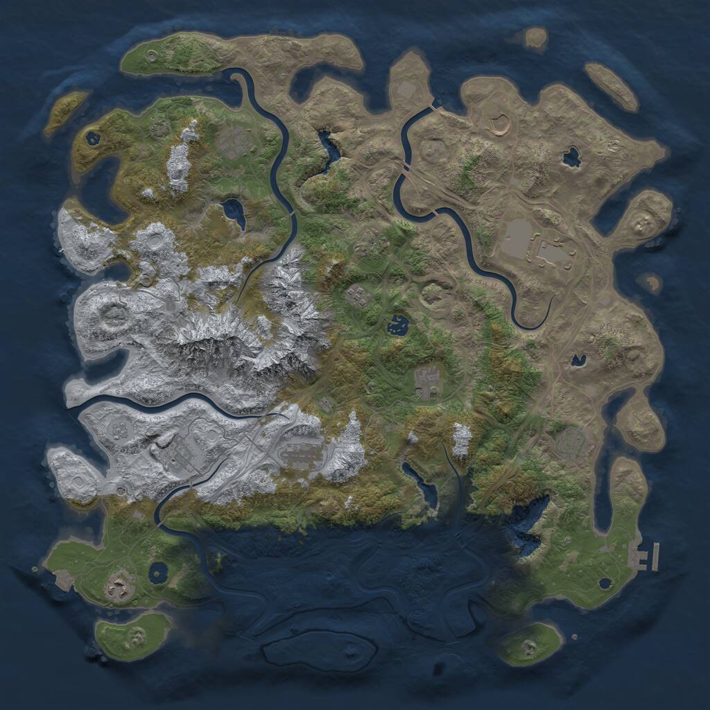 Rust Map: Procedural Map, Size: 5000, Seed: 453190729, 16 Monuments