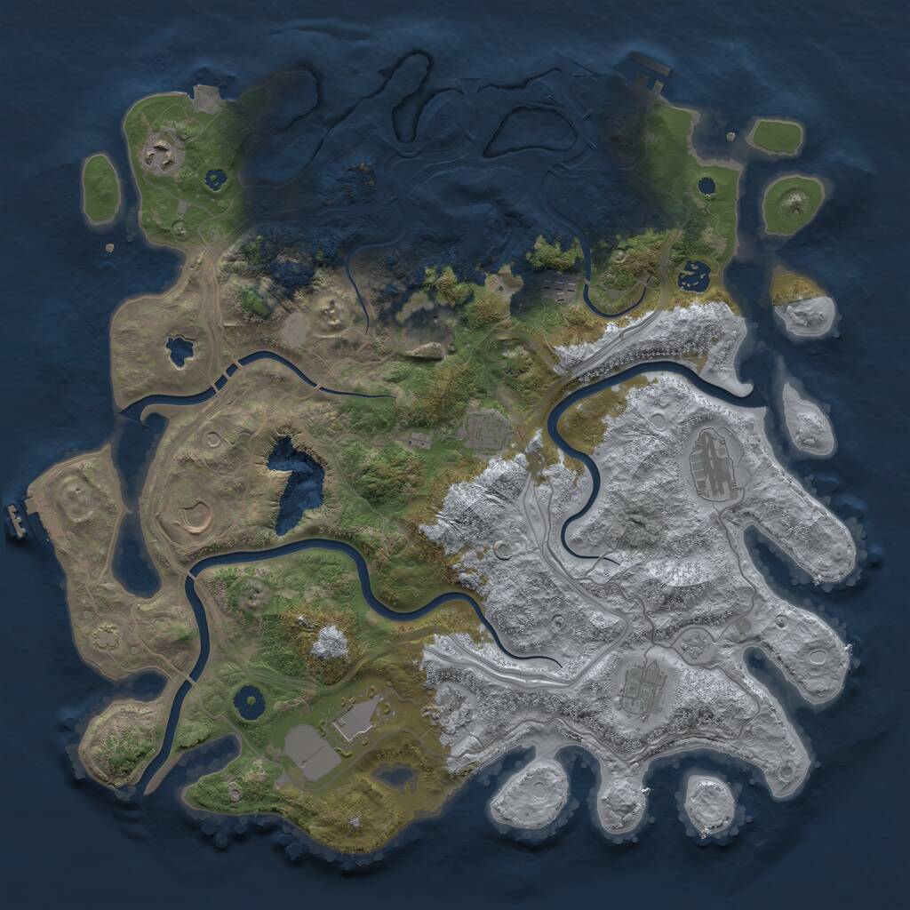 Rust Map: Procedural Map, Size: 4250, Seed: 48392715, 16 Monuments