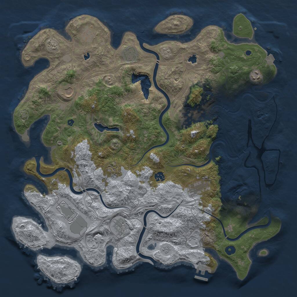 Rust Map: Procedural Map, Size: 4500, Seed: 360124164, 16 Monuments