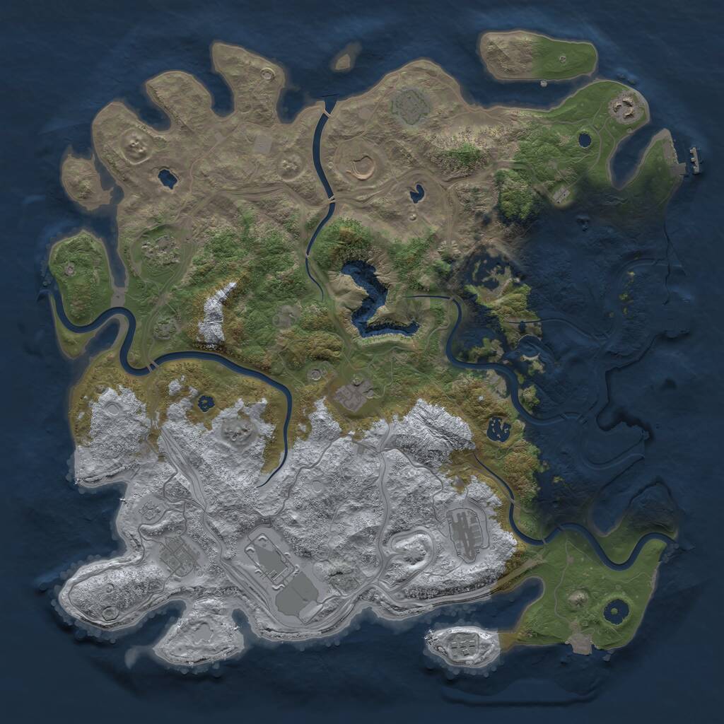 Rust Map: Procedural Map, Size: 4500, Seed: 521595, 17 Monuments
