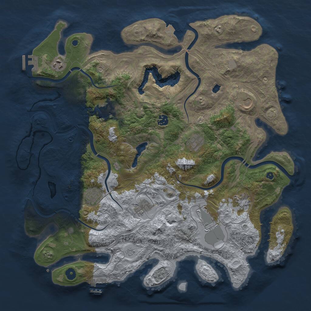 Rust Map: Procedural Map, Size: 4250, Seed: 424624795, 16 Monuments