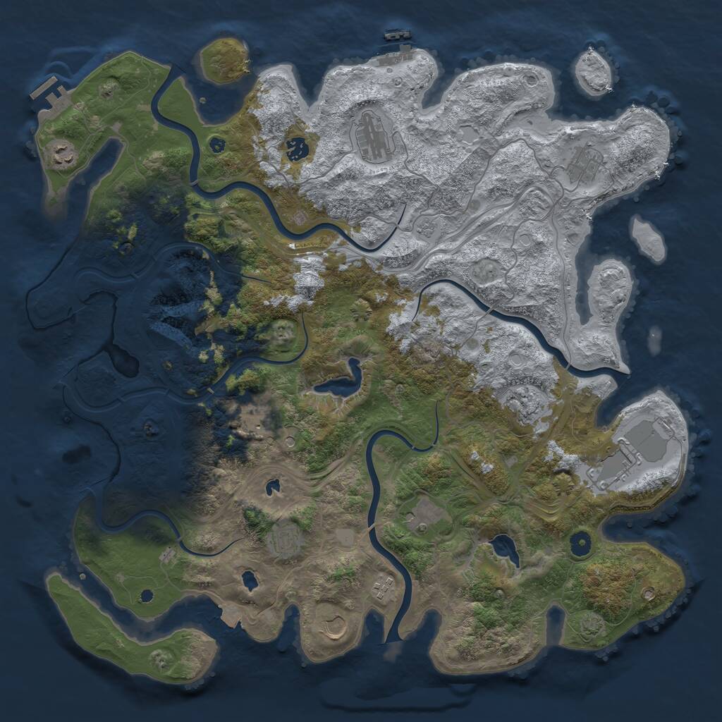 Rust Map: Procedural Map, Size: 4626, Seed: 48813799, 17 Monuments