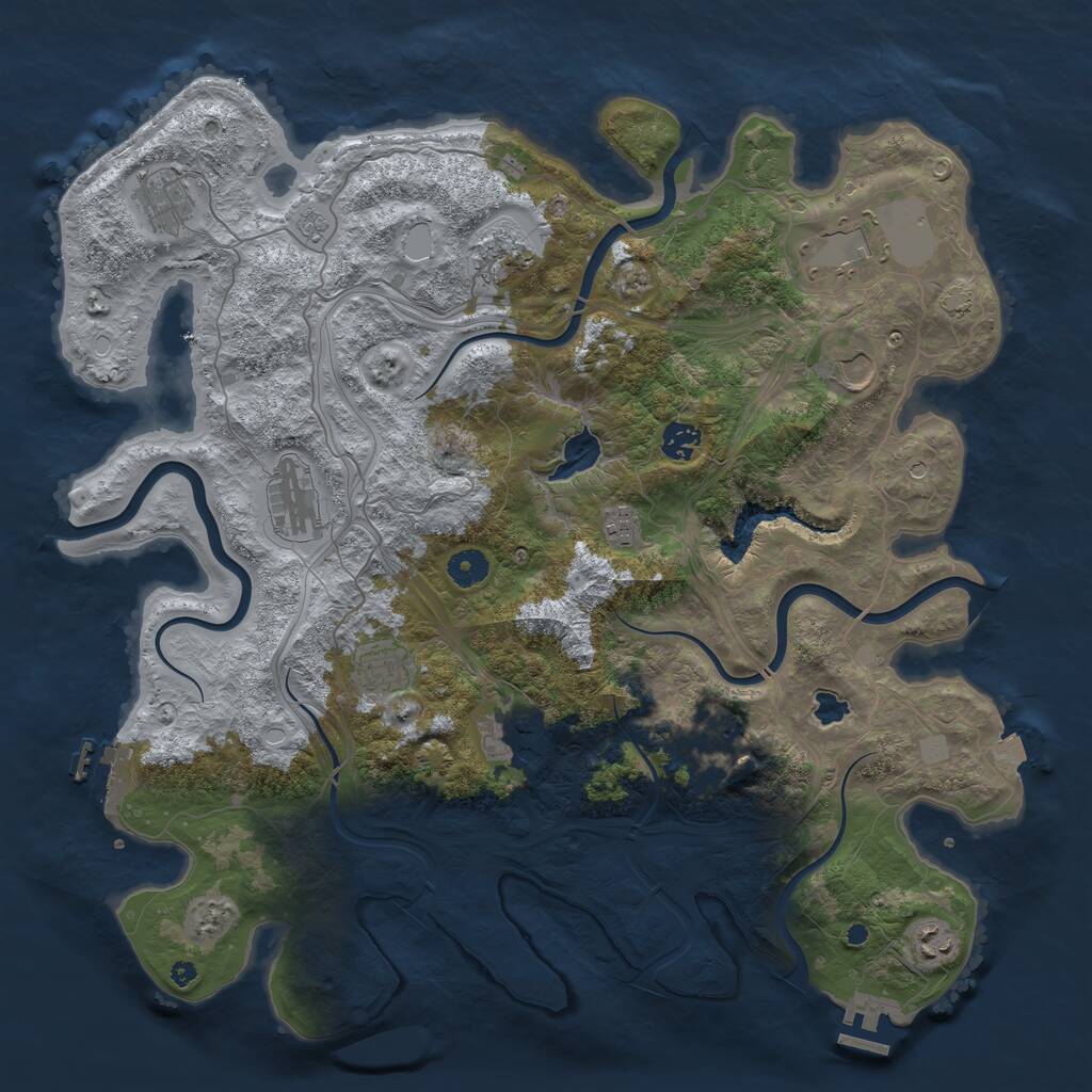 Rust Map: Procedural Map, Size: 4250, Seed: 733336369, 17 Monuments