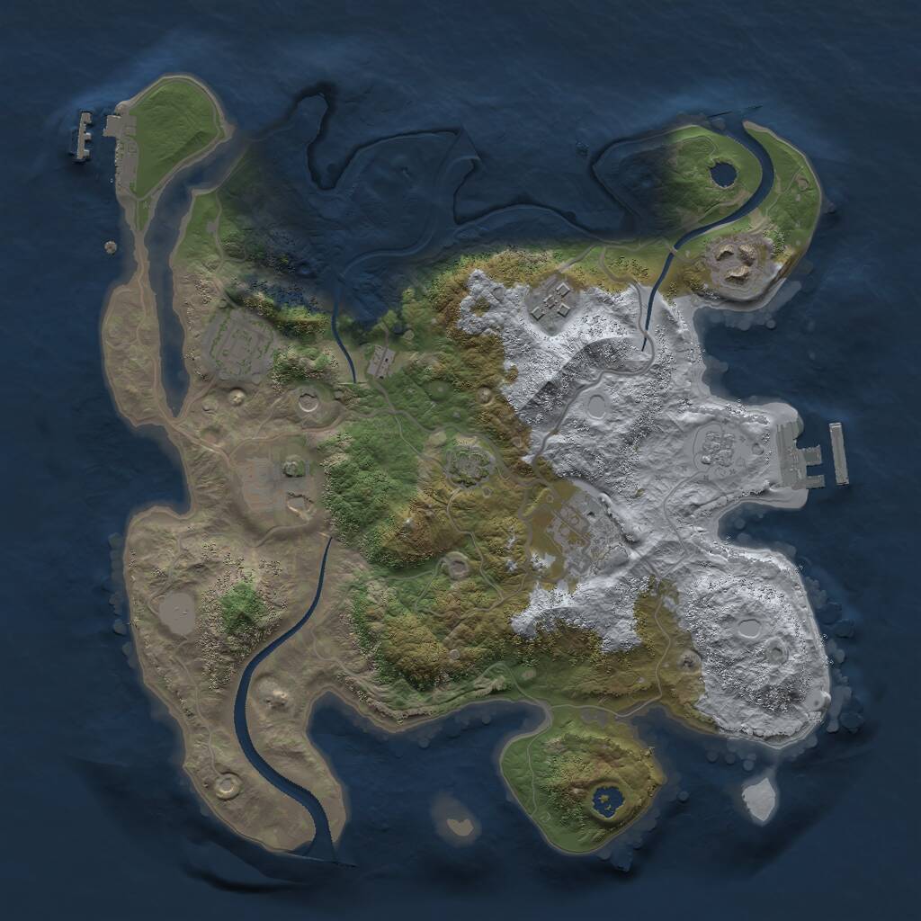 Rust Map: Procedural Map, Size: 3000, Seed: 1129975518, 11 Monuments