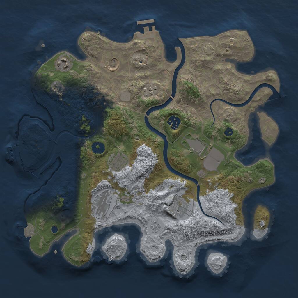 Rust Map: Procedural Map, Size: 3500, Seed: 972823917, 14 Monuments