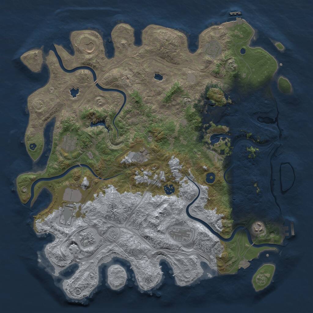 Rust Map: Procedural Map, Size: 4500, Seed: 1031136536, 17 Monuments