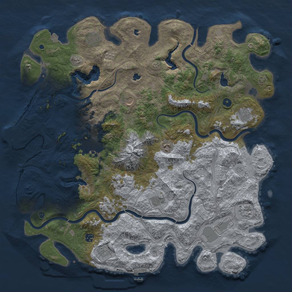 Rust Map: Procedural Map, Size: 5000, Seed: 1270745934, 17 Monuments