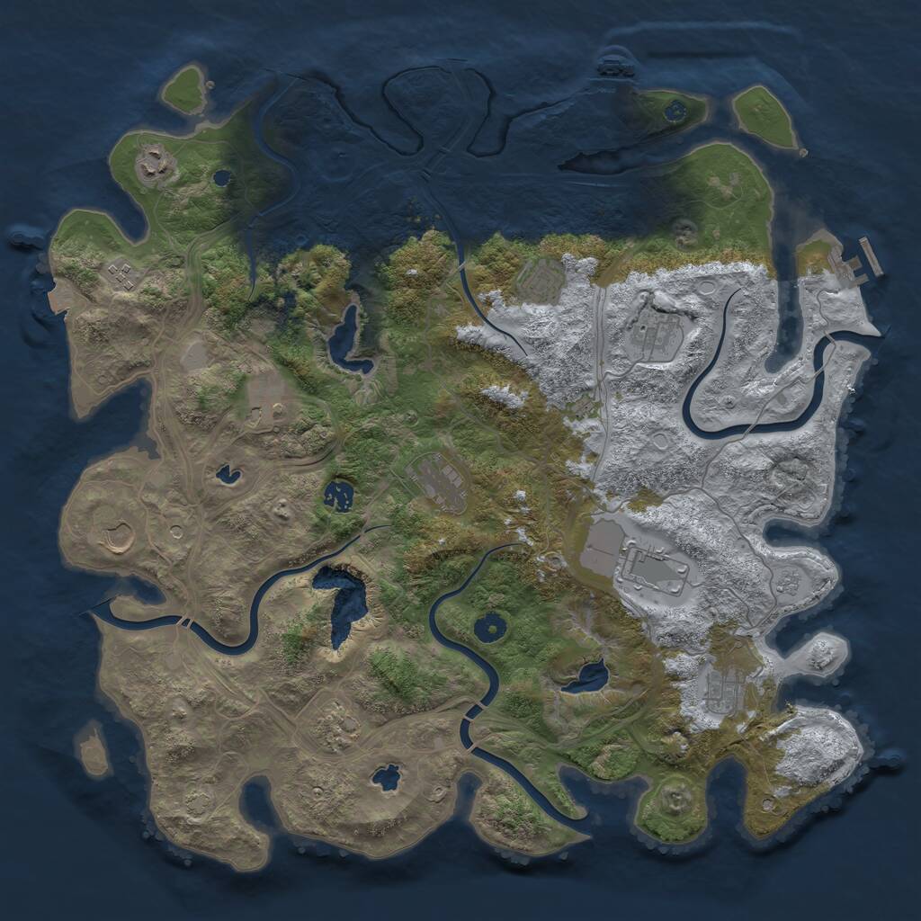 Rust Map: Procedural Map, Size: 4500, Seed: 2039740924, 17 Monuments